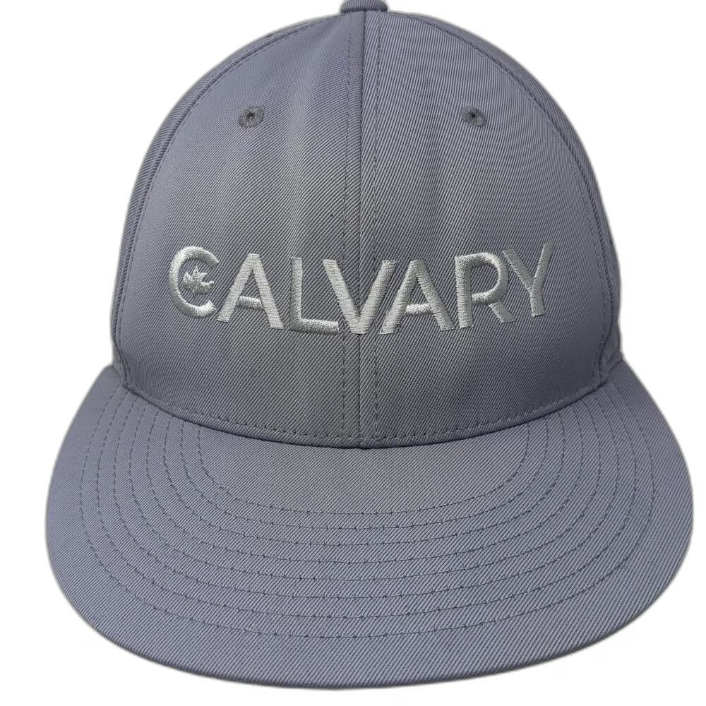 Pacific Headwear Baseball Cap Gray XL Perforated Stretch Fit Calvary Logo hat